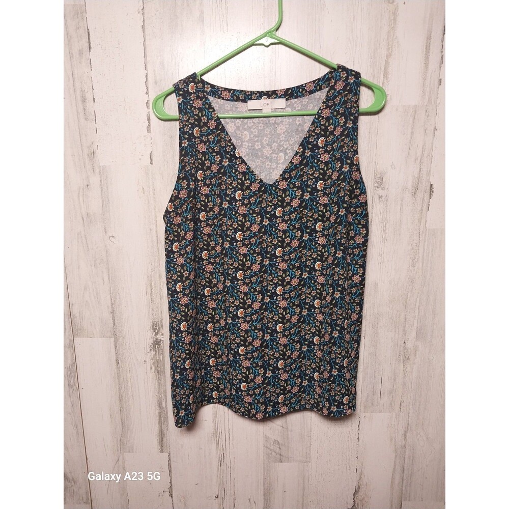 LOFT Floral V Neck Tank Medium